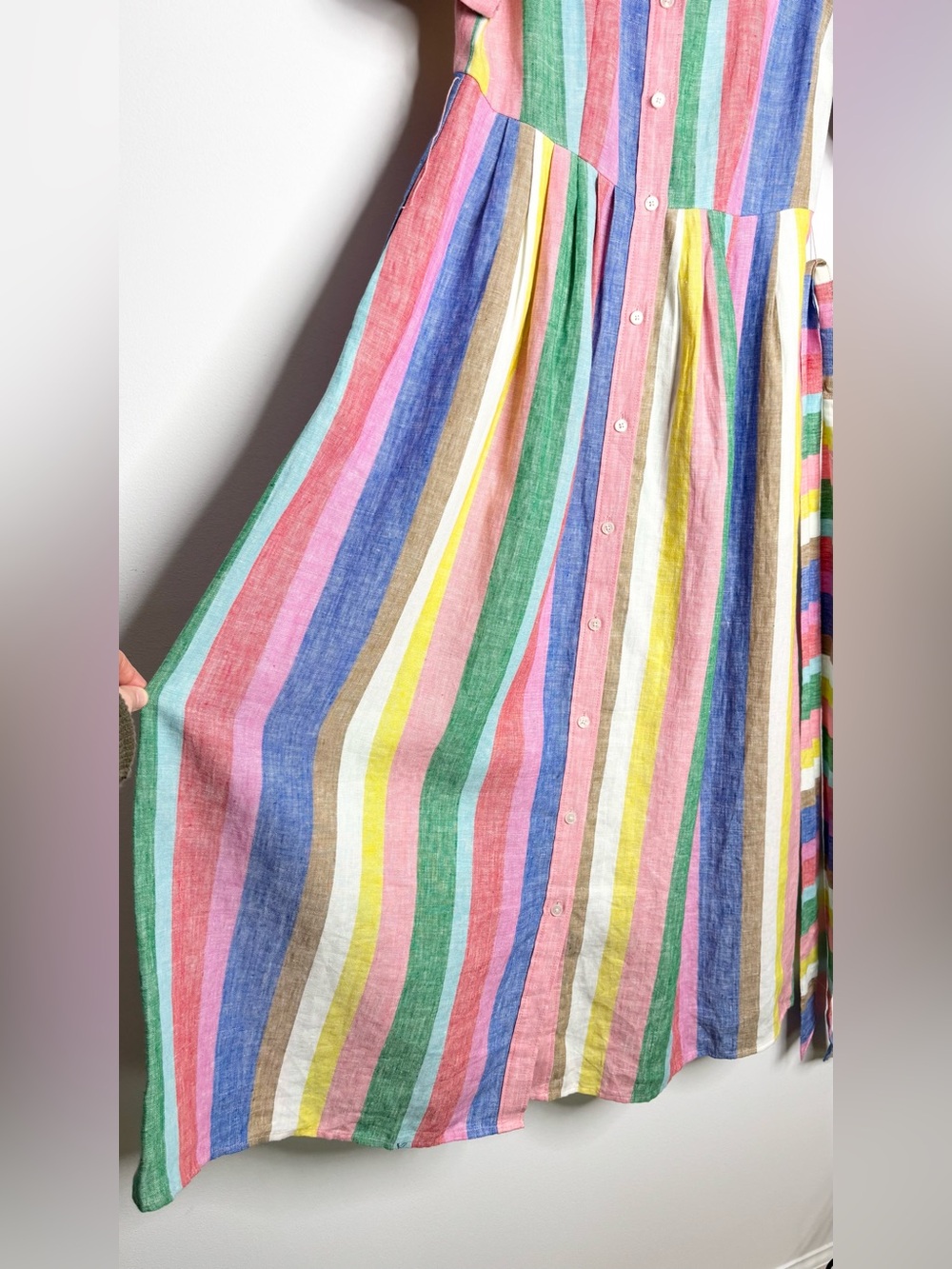 Boden Alexa Stripe Linen Maxi Shirt Dress Pink Multi Size 6R - Picture 8 of 16